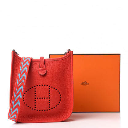 Hermes Taurillon Maurice Evelyne TPM Rouge De Coeur Bleu Du Nord 11 of 11