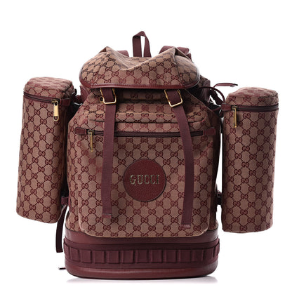 Gucci GG Monogram Script Logo Large Double Pocket Backpack Sahara Rubino Bordeaux 1 of 12