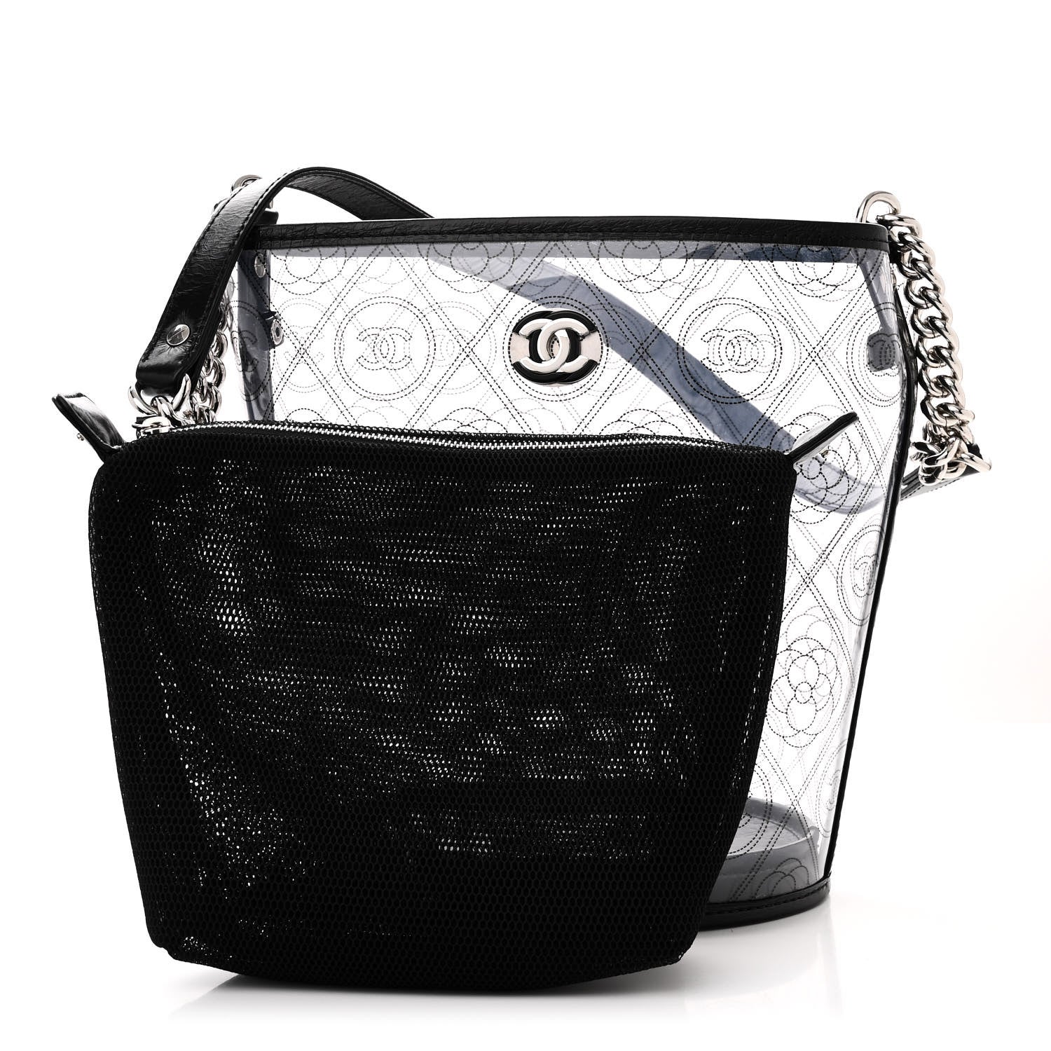 Chanel Crumpled Calfskin PVC Bucket Bag Black 3 of 11
