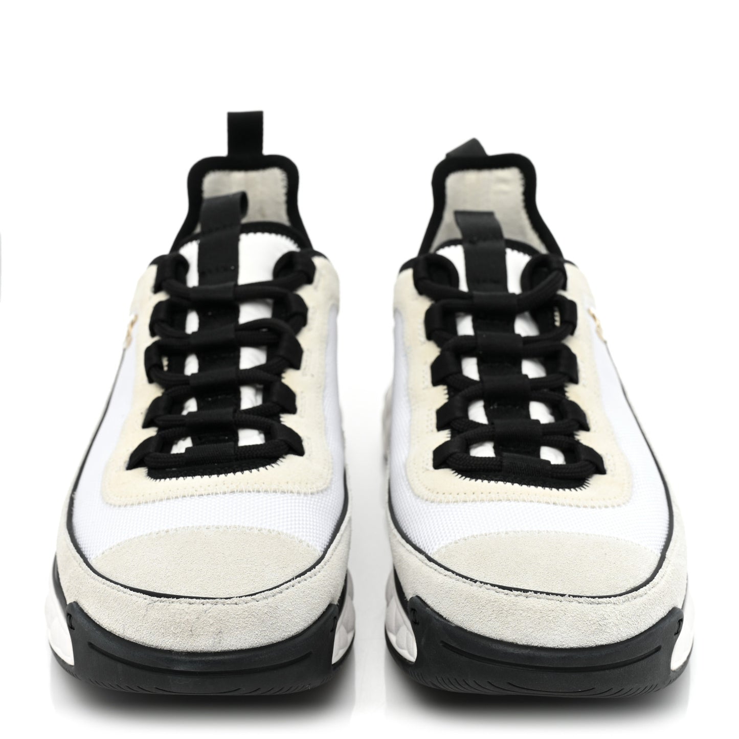Velvet Calfskin Mixed Fibers CC Sneakers 40 Ivory Black