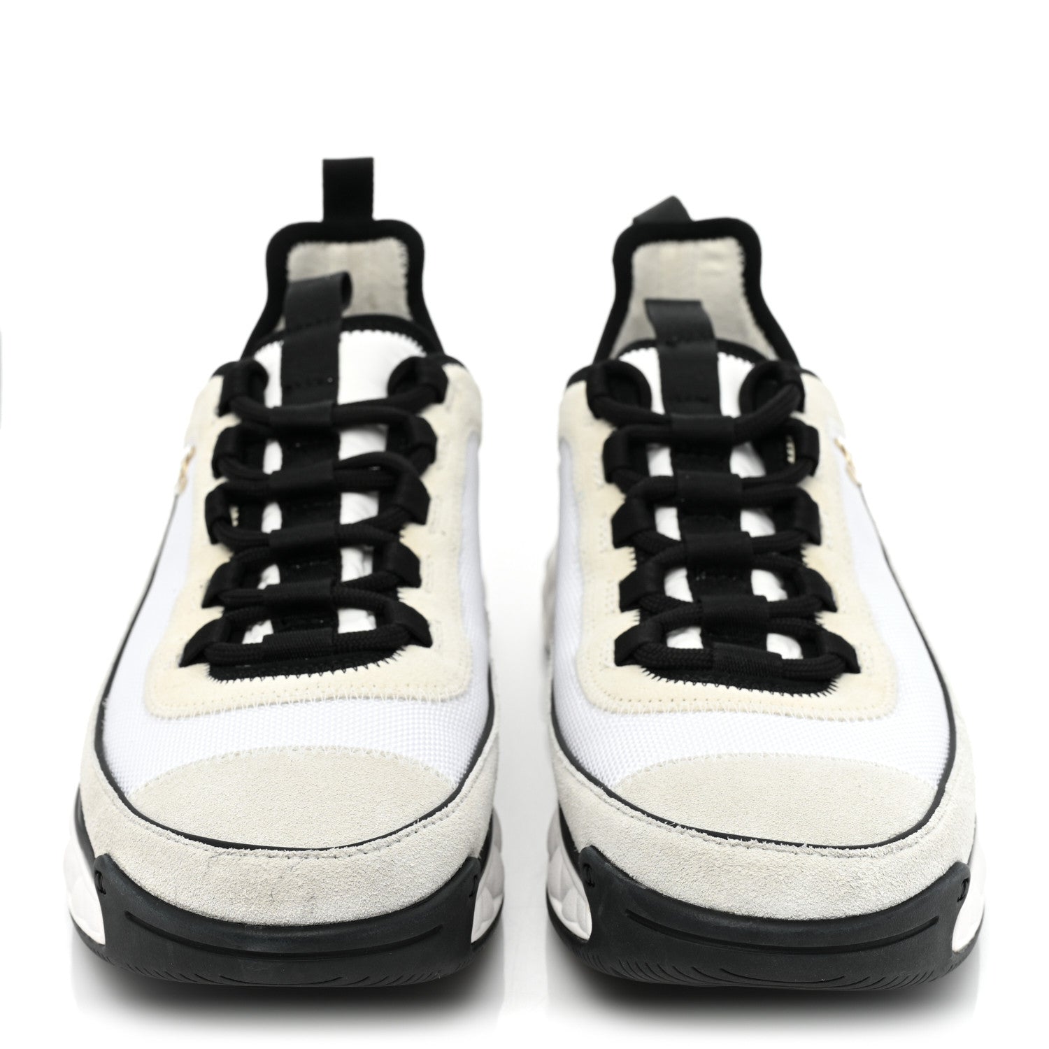 Chanel Velvet Calfskin Mixed Fibers CC Sneakers 40 Ivory Black 2 of 13
