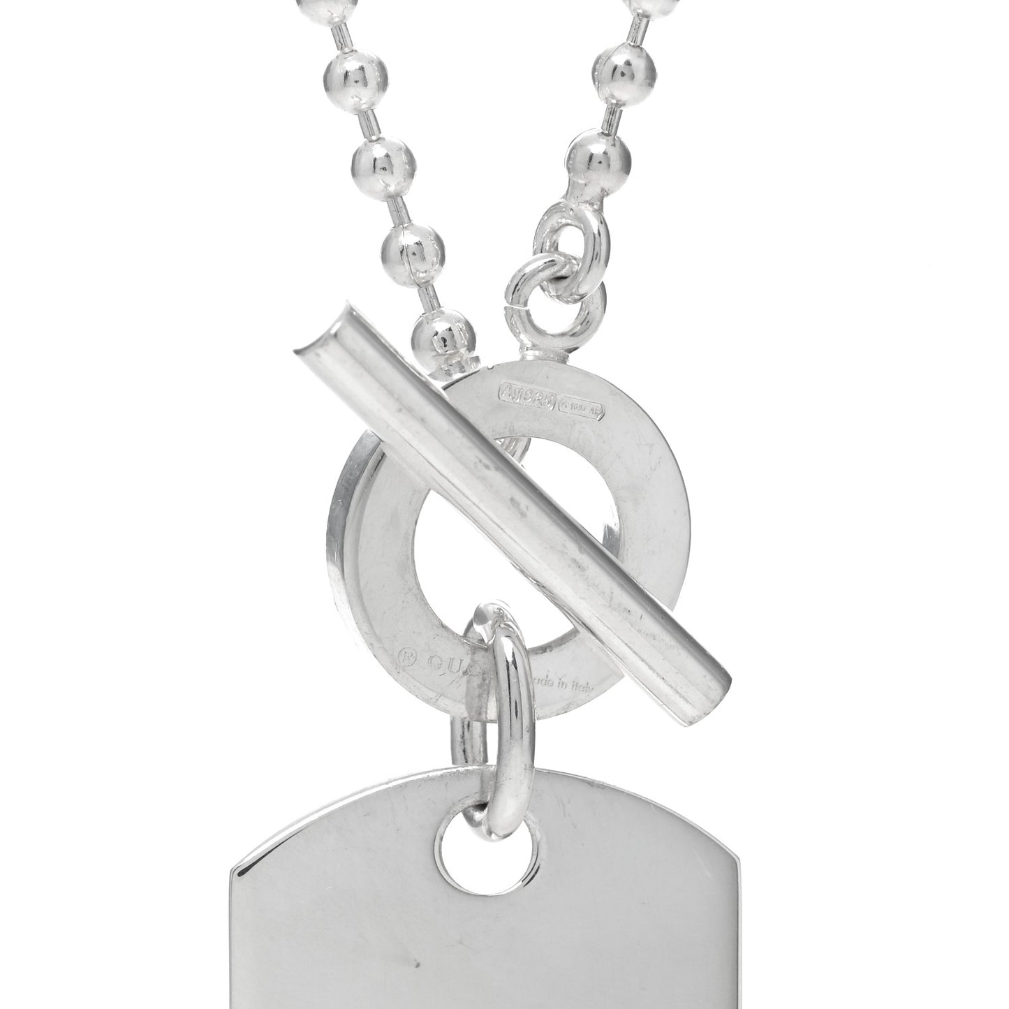 Sterling Silver Crest Dog Tag Toggle Necklace