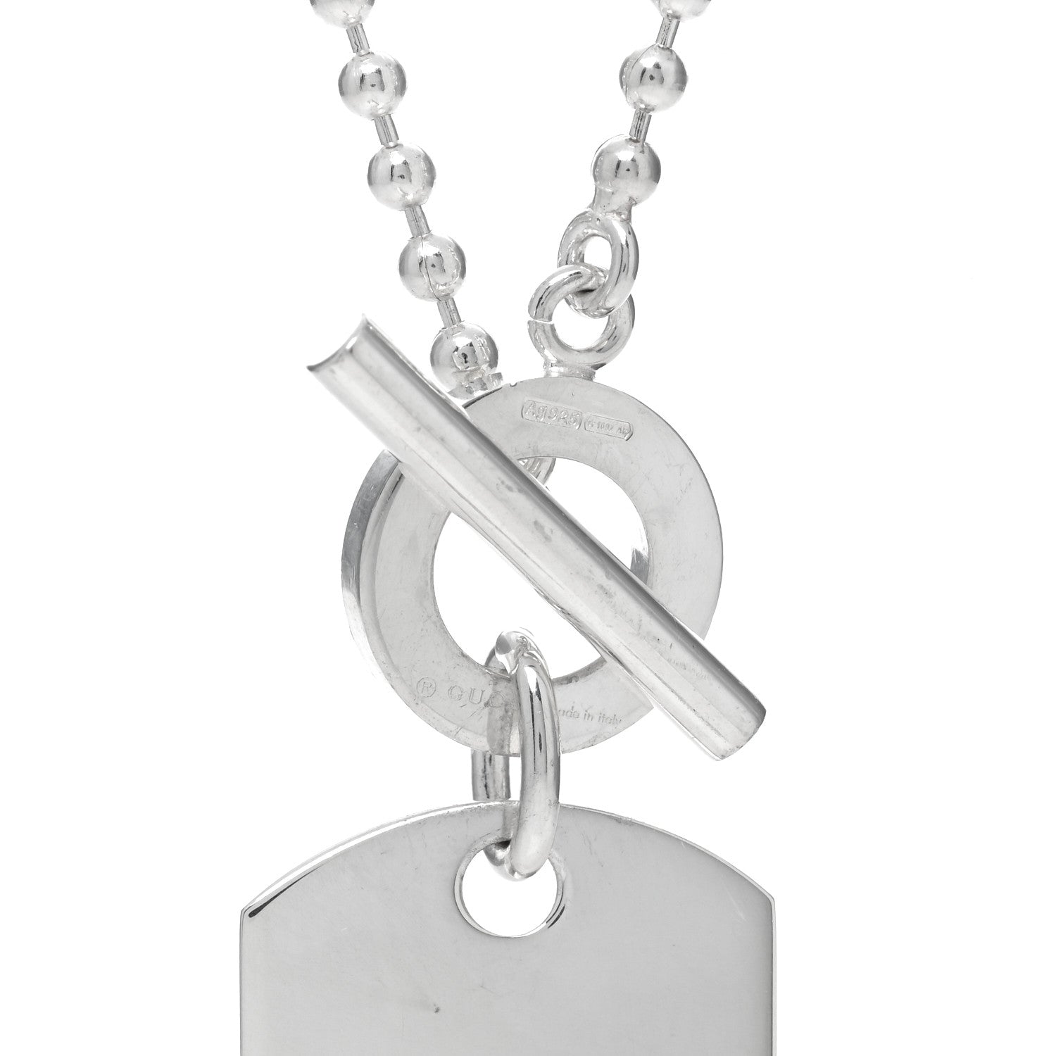 Gucci Sterling Silver Crest Dog Tag Toggle Necklace 4 of 5