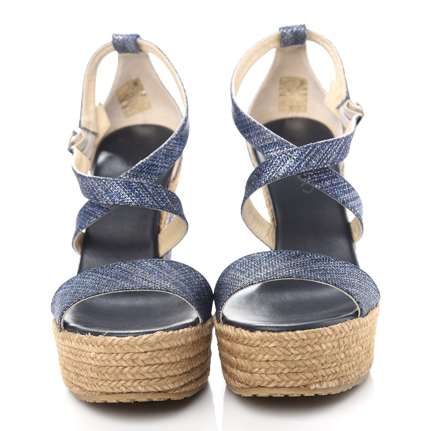 Denim Braided Portia 120 Platform Wedge Sandals 39 Navy