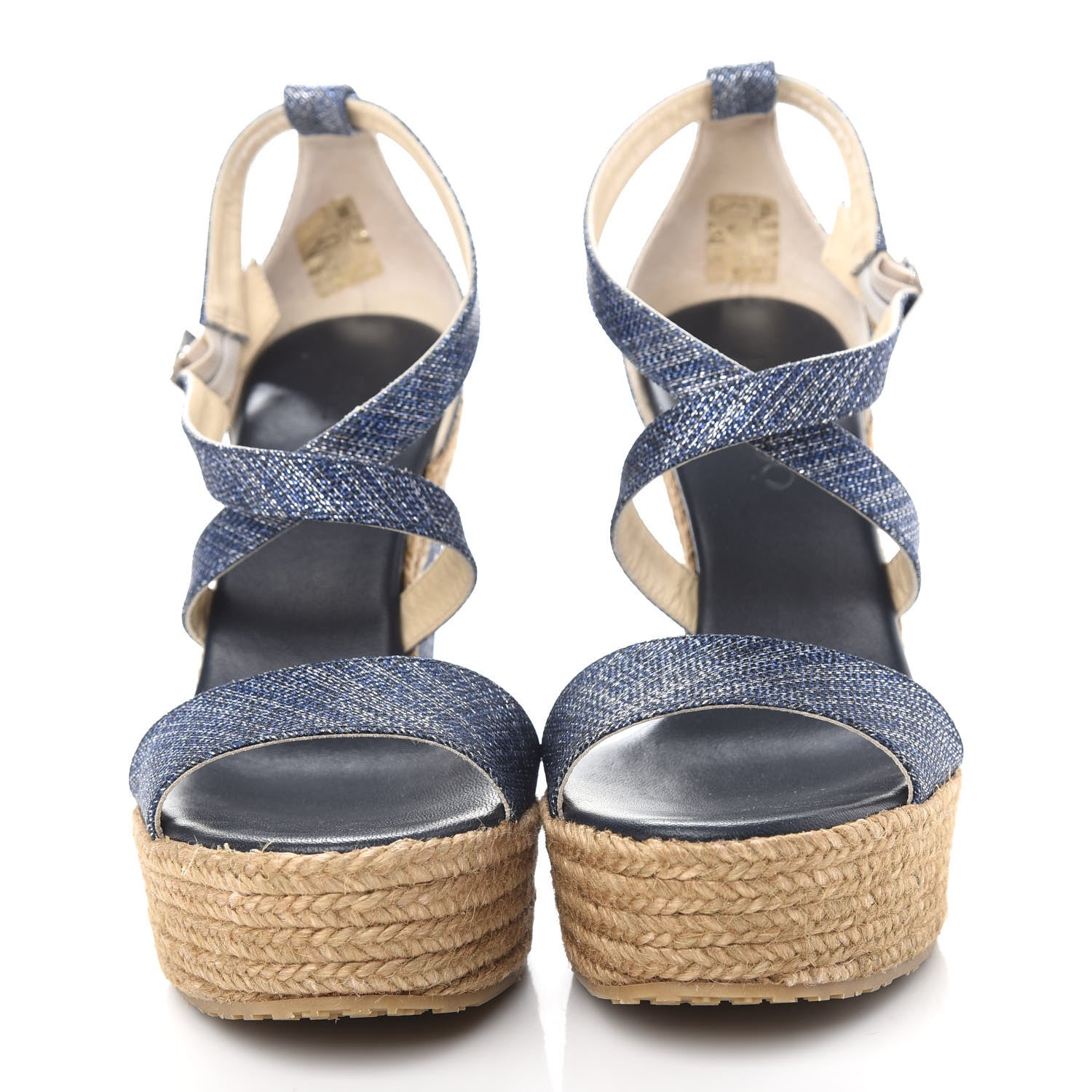 Jimmy Choo Denim Braided Portia 120 Platform Wedge Sandals 39 Navy 5 of 10