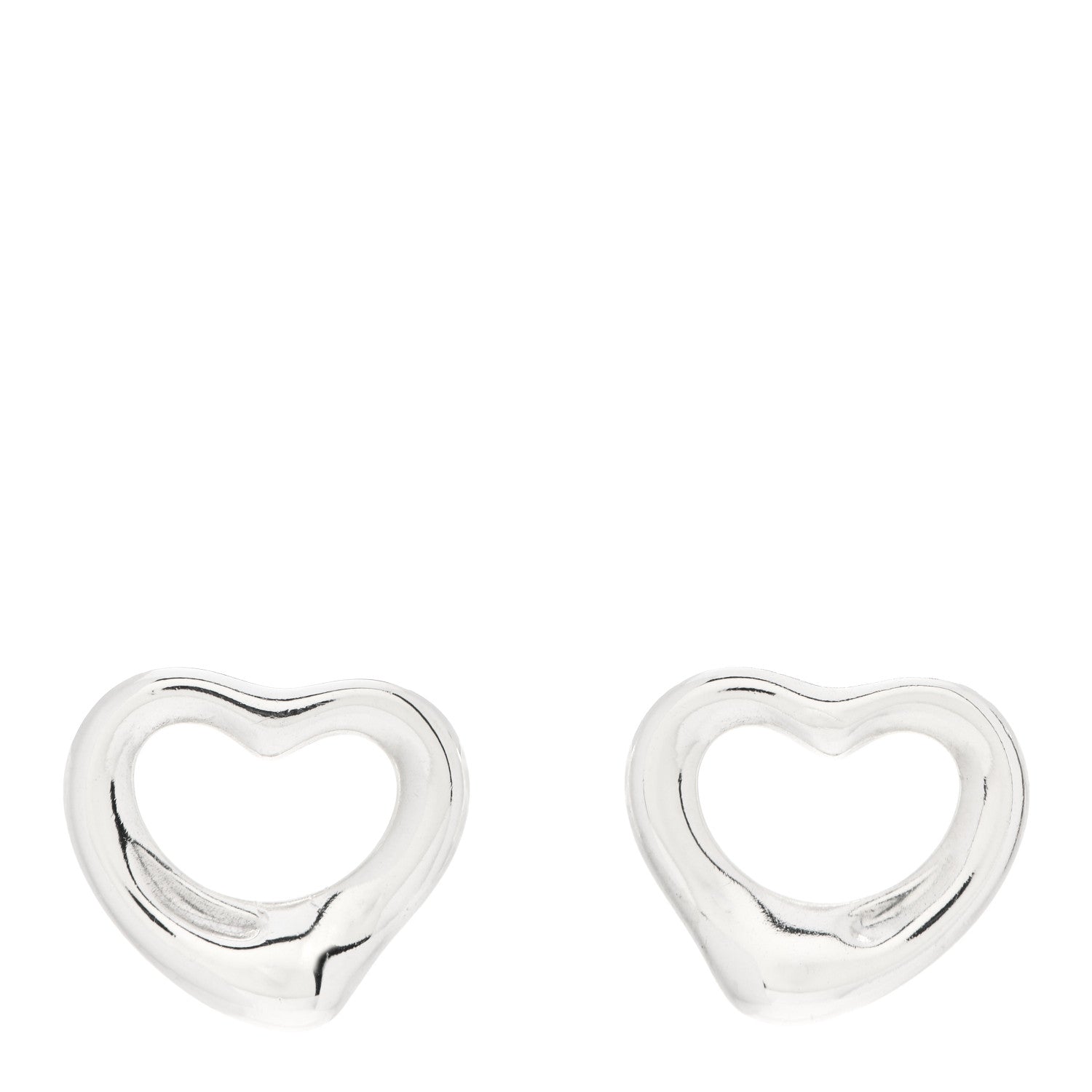 Tiffany Sterling Silver 11mm Elsa Peretti Open Heart Earrings 1 of 4