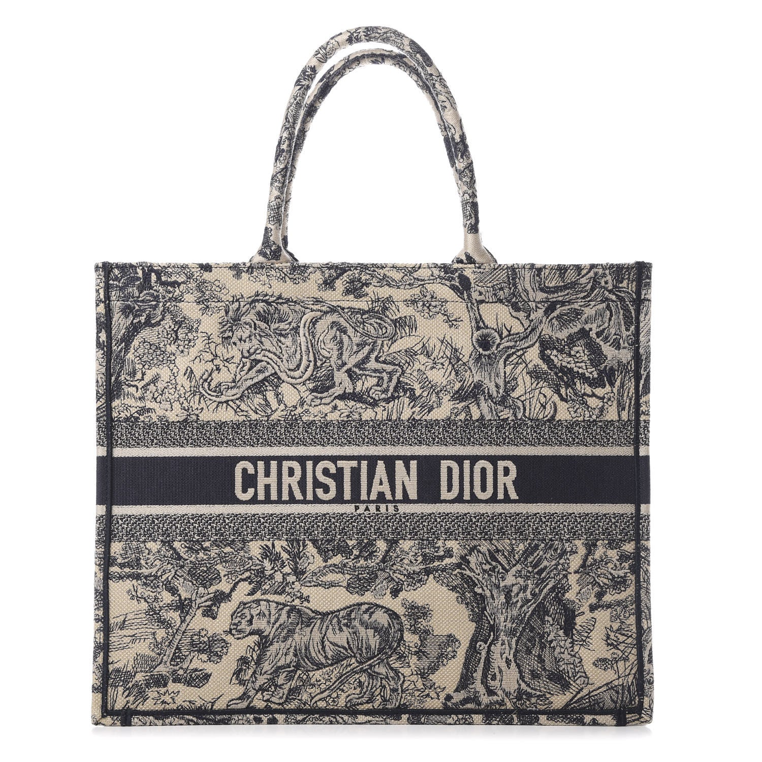 Christian Dior Canvas Embroidered Large Dioriviera Toile De Jouy Book Tote Black 1 of 9