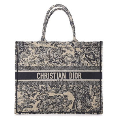 Christian Dior Canvas Embroidered Large Dioriviera Toile De Jouy Book Tote Black 1 of 9