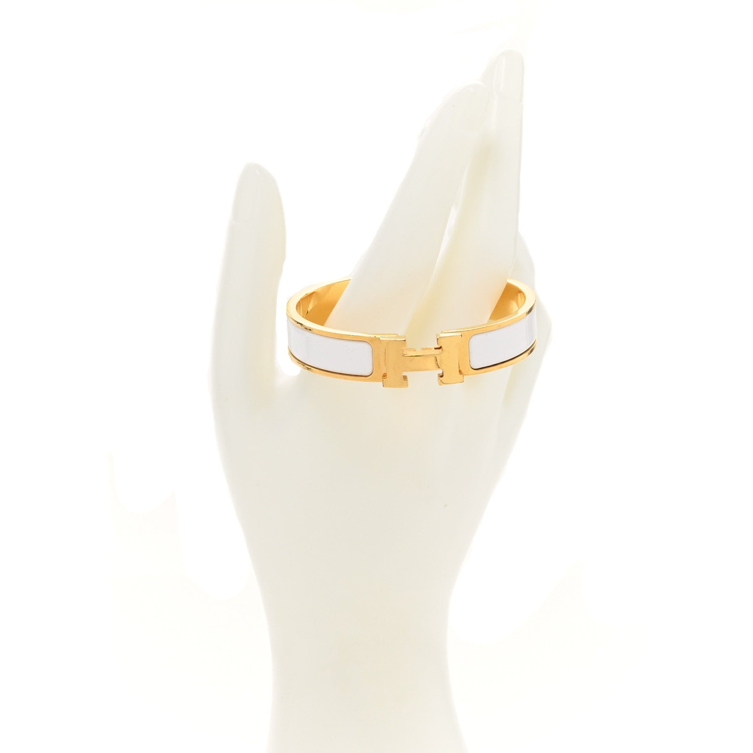 Hermes Enamel Narrow Clic Clac H Bracelet GM White 2 of 6