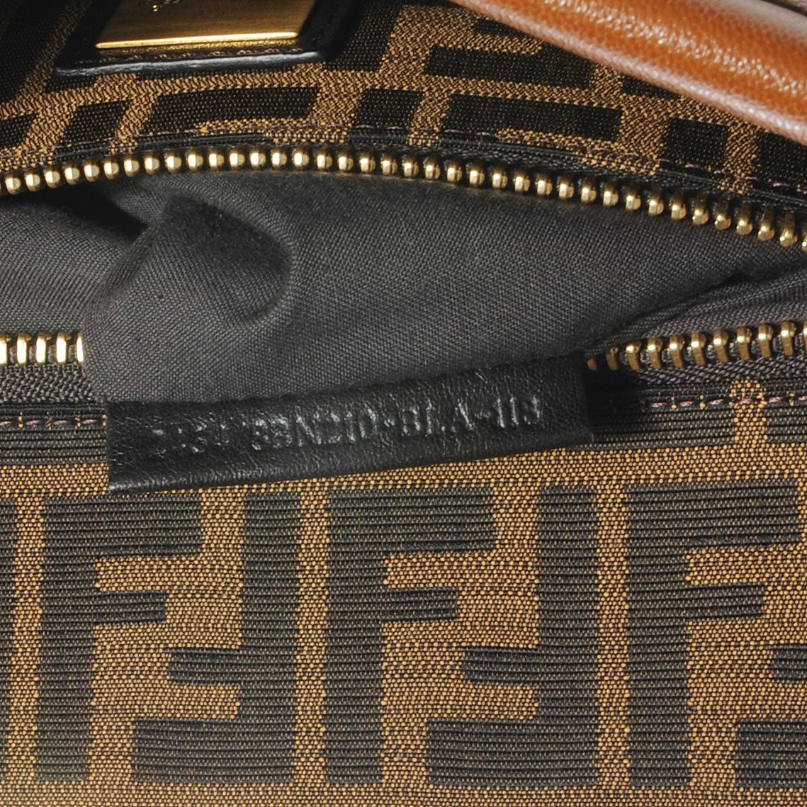 Fendi Goatskin Zucca Large Peekaboo Iconic Satchel Cuoio Tobacco Moro 7 of 9
