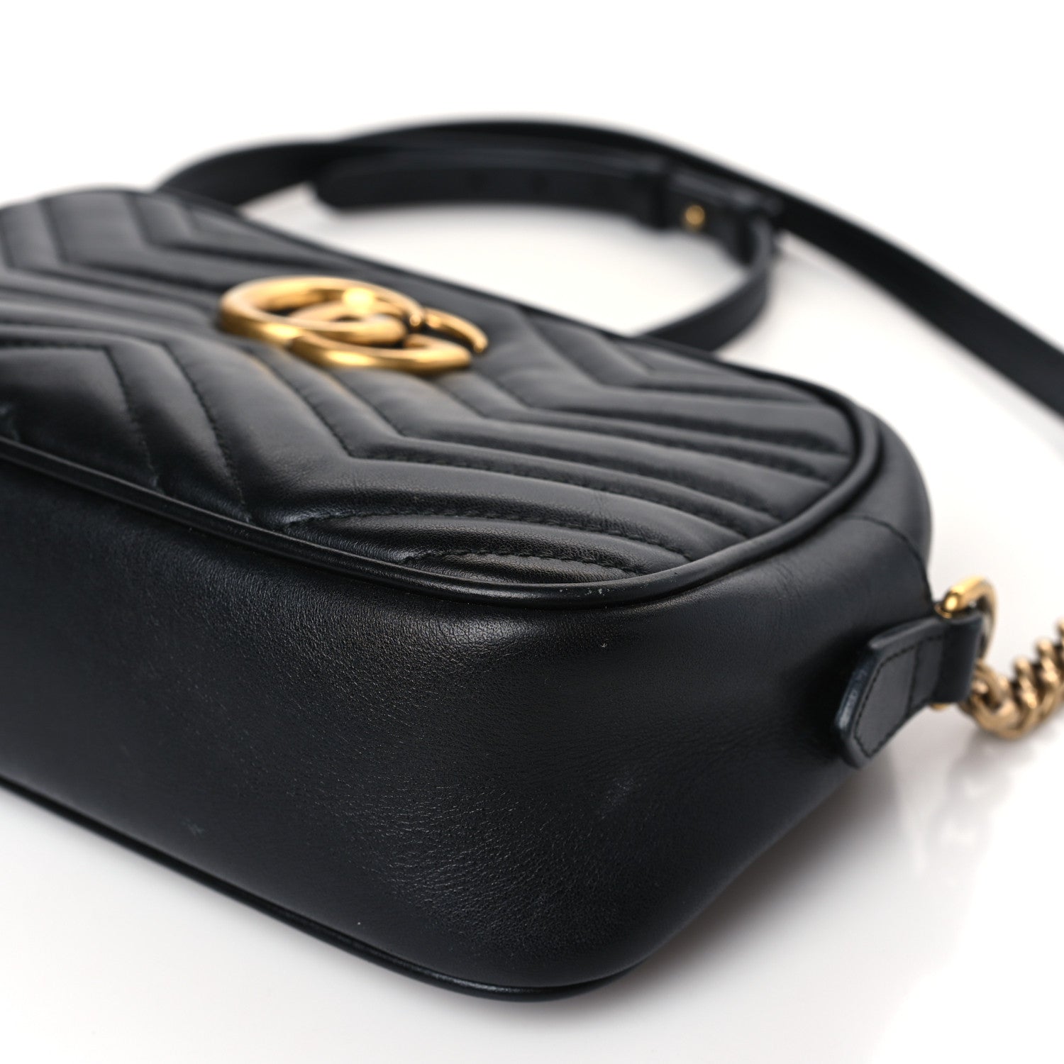 Gucci Calfskin Matelasse Small GG Marmont Chain Shoulder Bag Black 9 of 9