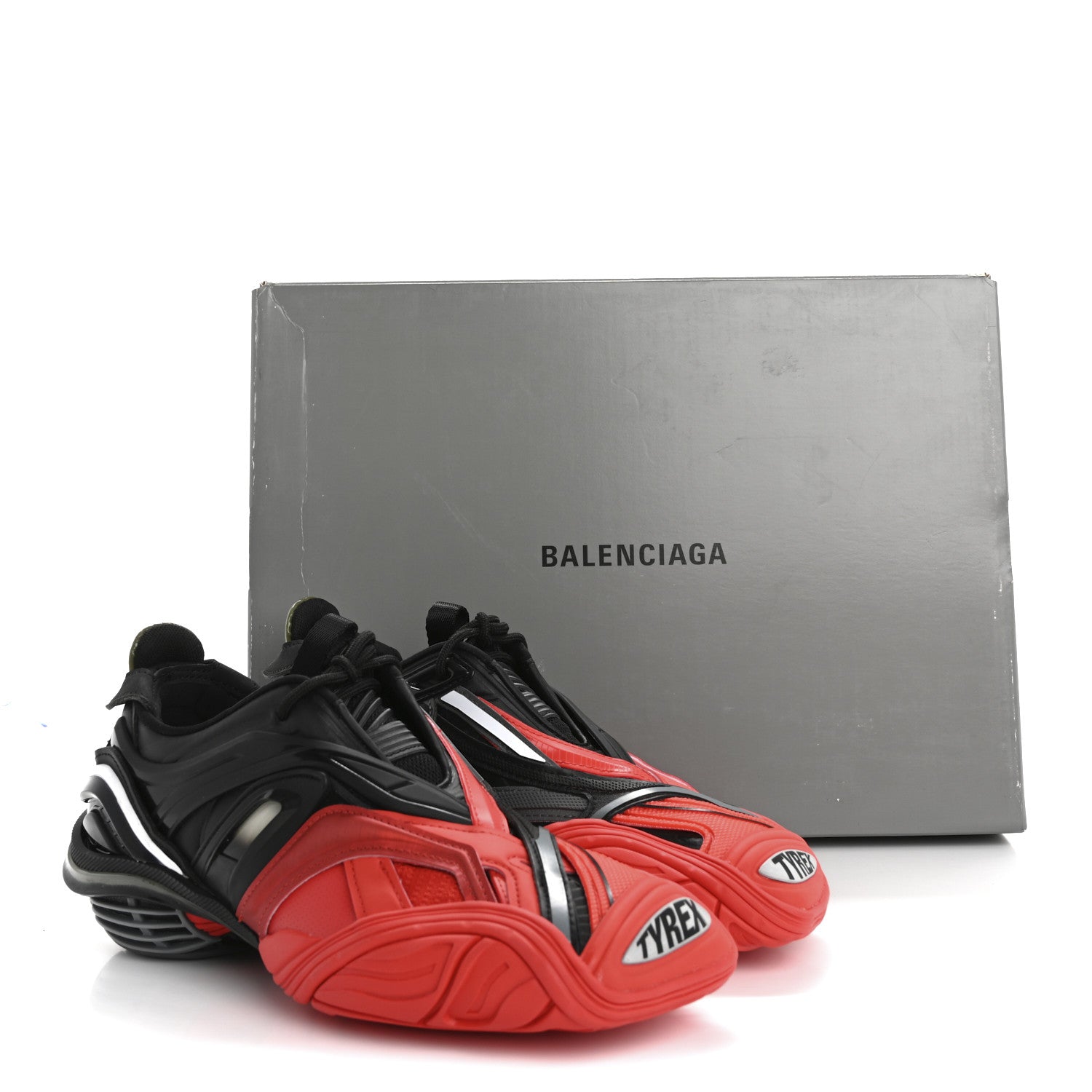Balenciaga Rubber Mesh Womens Tyrex Sneakers 37 Black Red 10 of 10