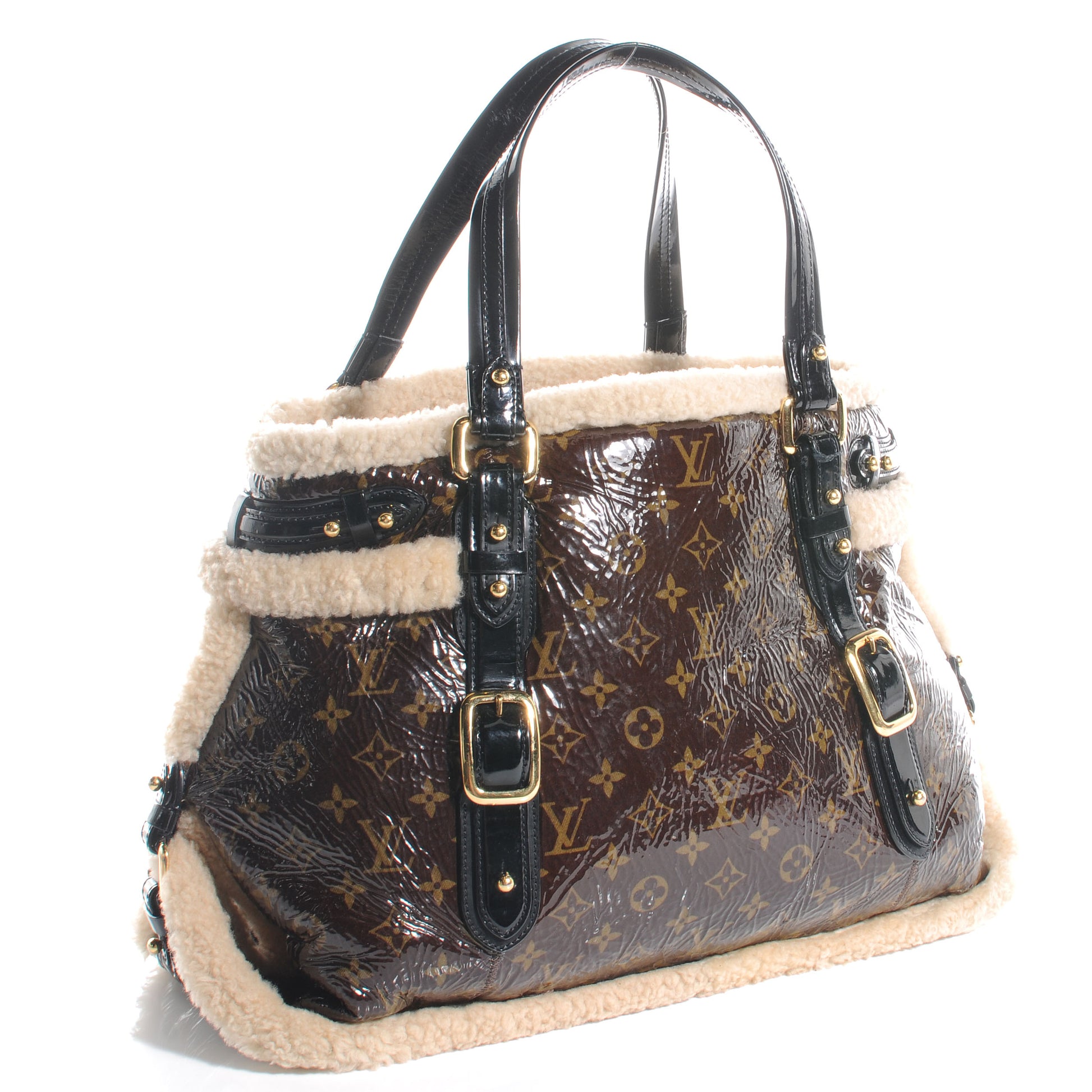 Louis Vuitton Patent Monogram Shearling Sac Thunder 3 of 7