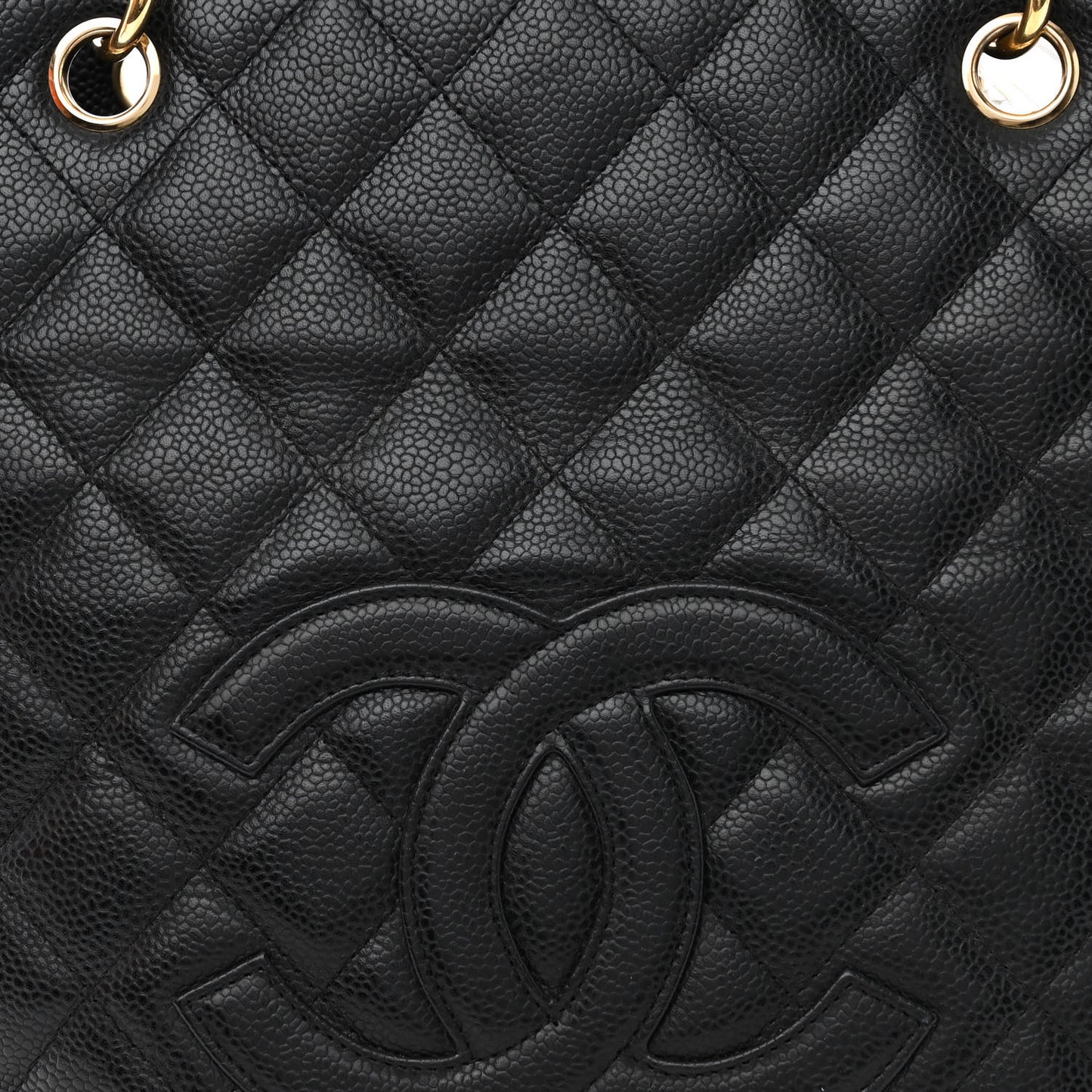 Caviar Quilted Petit Shopping Tote PST Black