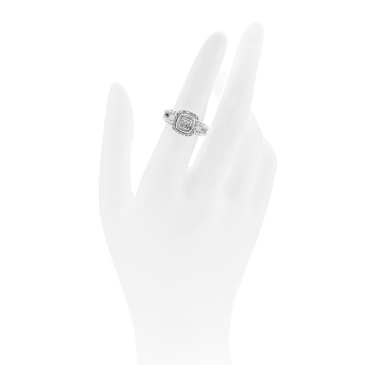 David Yurman Sterling Silver Diamond 7mm Petite Albion Pave Ring 52 6 2 of 5