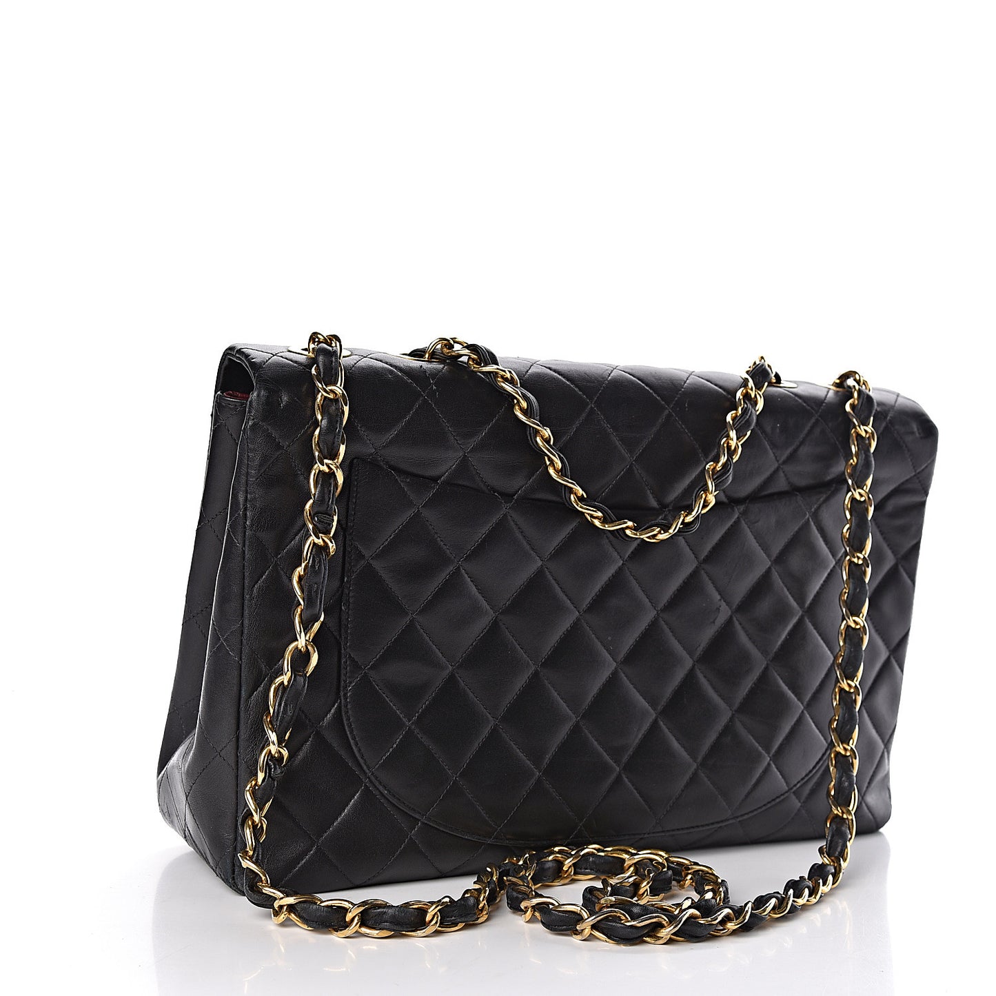 Lambskin Quilted XL Jumbo Single Flap Black