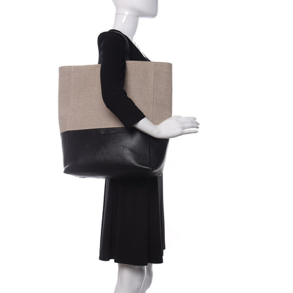 Celine Canvas Lambskin Vertical Bi-Color Cabas Black 2 of 12