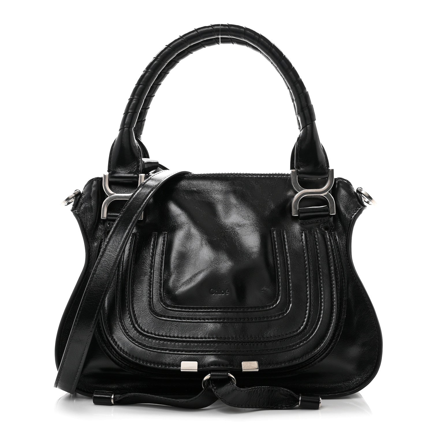 Chloe Natural Shiny Calfskin Small Marcie Satchel Black 1 of 10