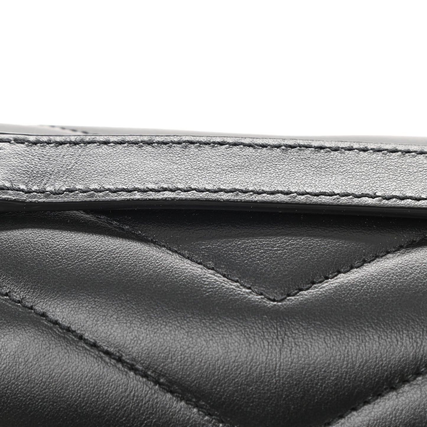 Calfskin Y Quilted Monogram Medium Loulou Chain Satchel Black