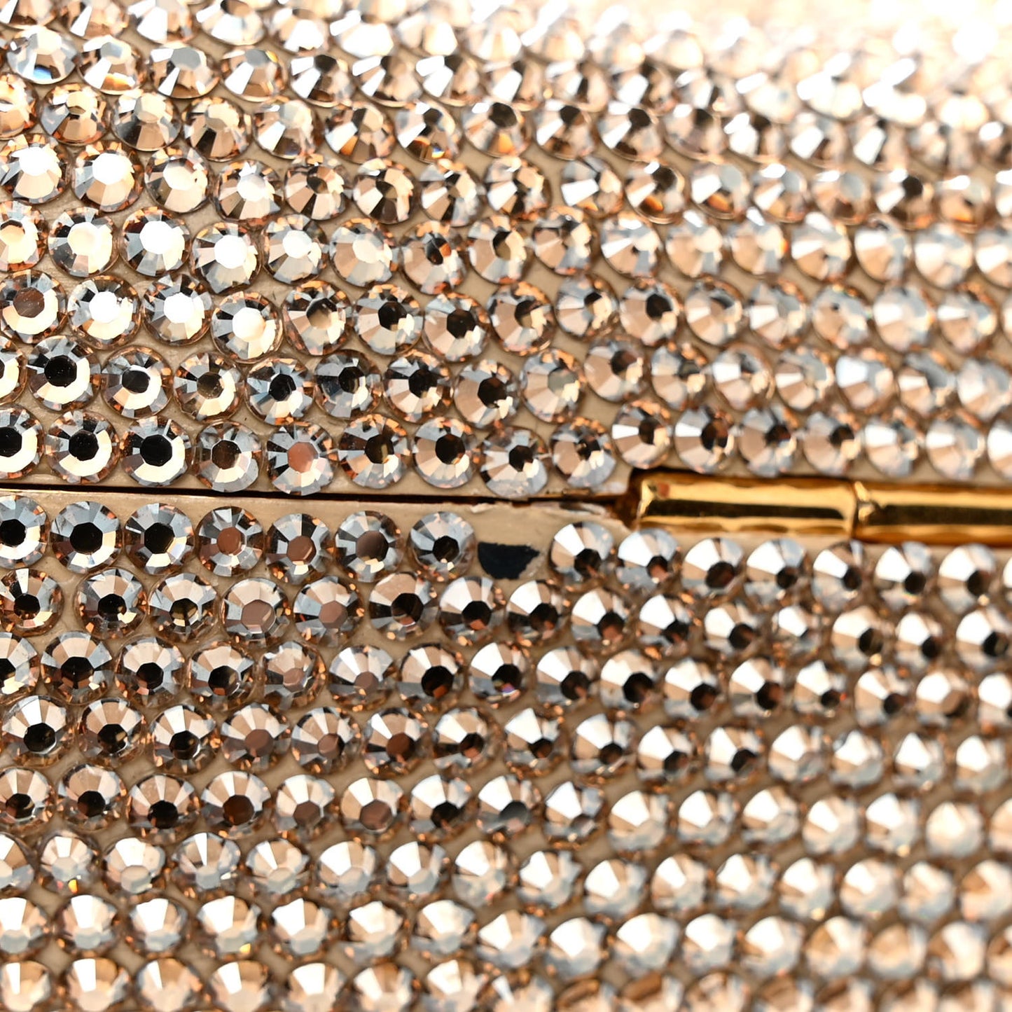 Crystal Heart Minaudiere Clutch Gold