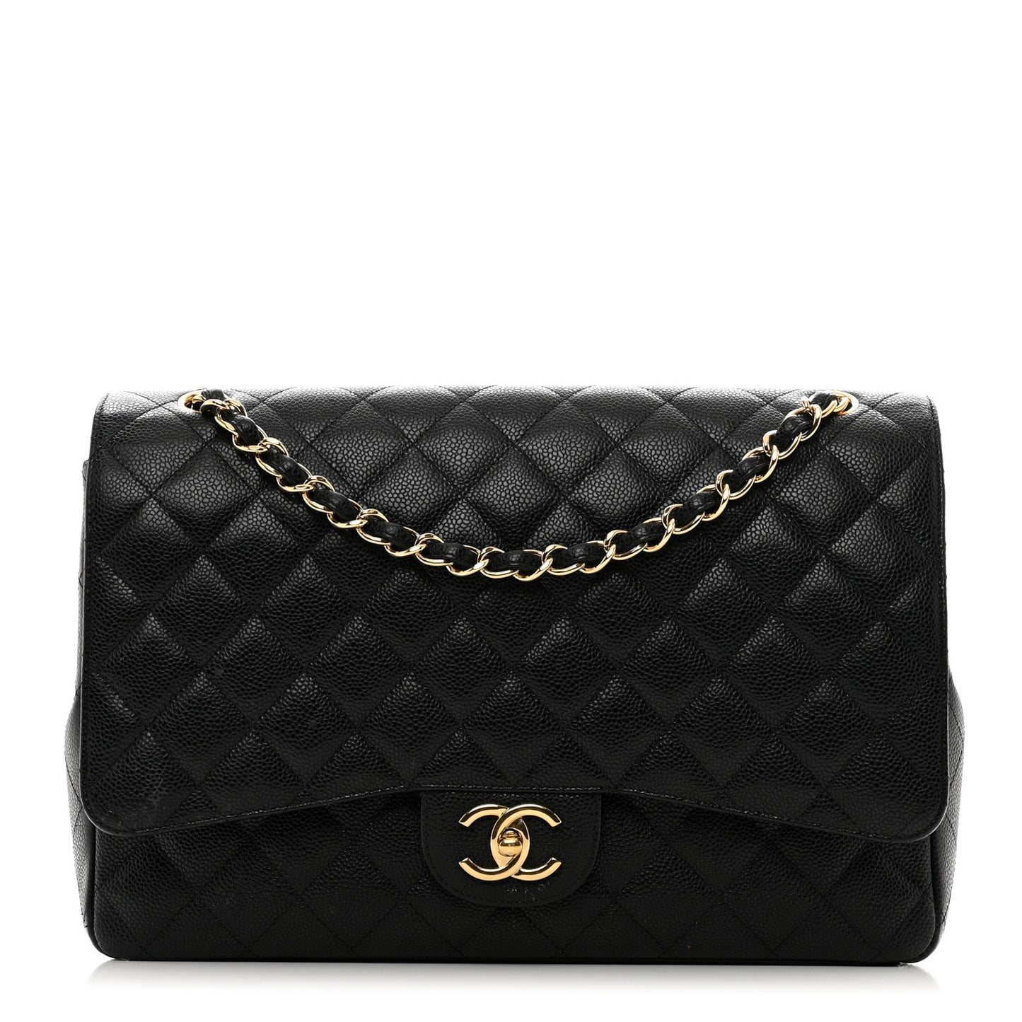 Caviar Quilted Maxi Double Flap Black