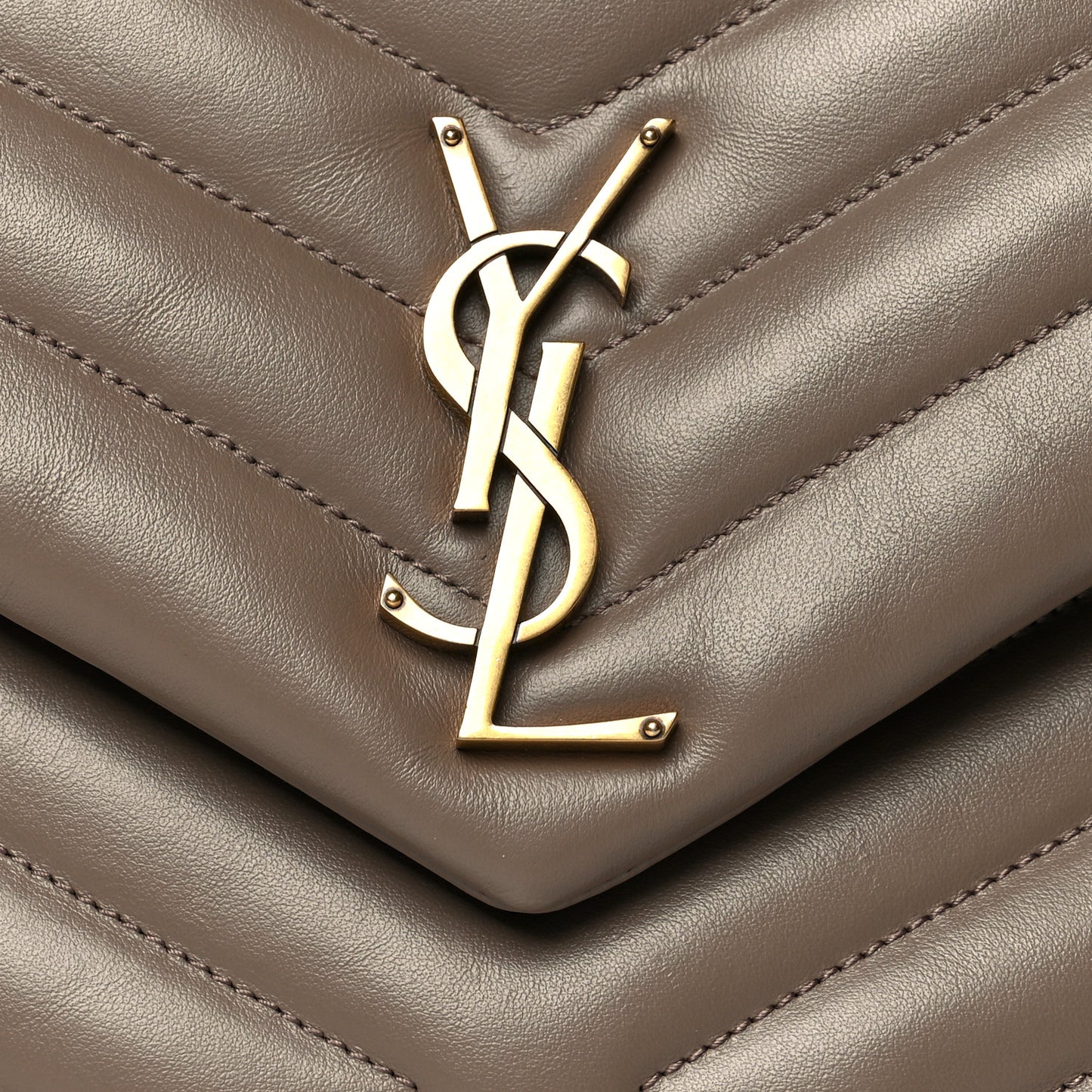 Calfskin Y Quilted Monogram Medium Loulou Chain Satchel Dark Beige