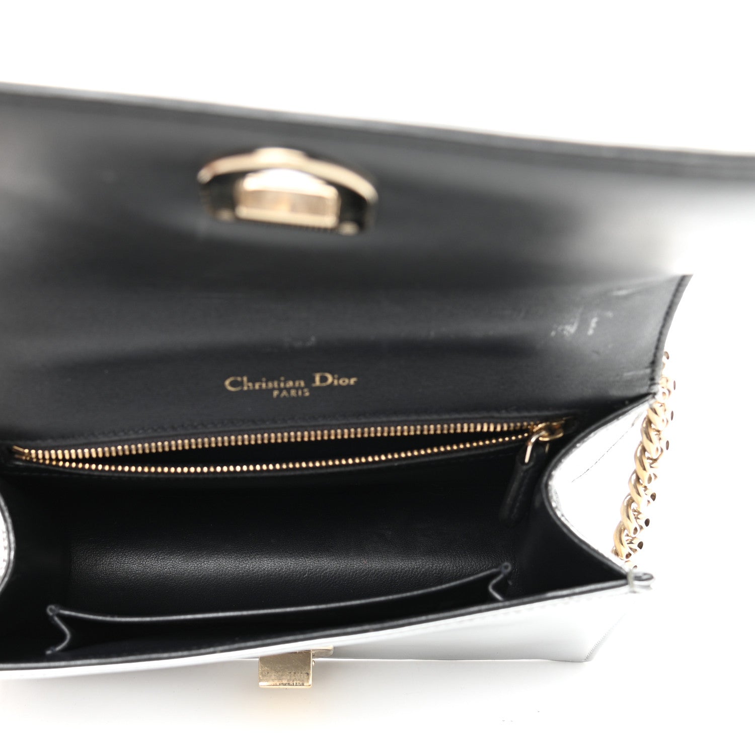 Christian Dior Metallic Patent Micro-Cannage Small Diorama Flap Bag Silver 5 of 10