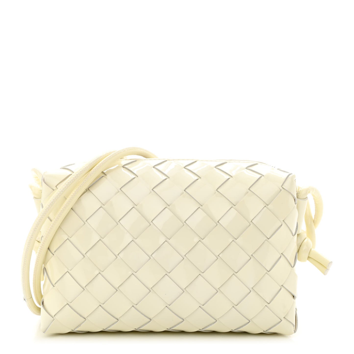 Patent Nappa Intrecciato Mini Loop Camera Bag White