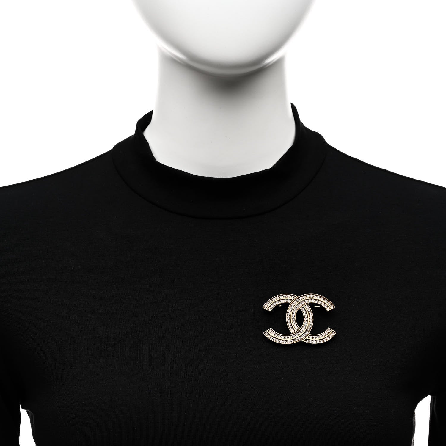 Chanel Crystal CC Brooch Gold 2 of 5