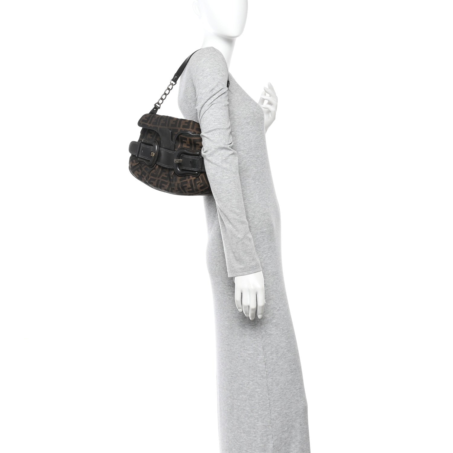 Fendi Zucca B Bis Flap Bag Tobacco Castagna 2 of 13