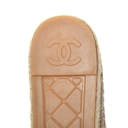 Chanel Lambskin CC Espadrilles 37 Beige Black 9 of 9