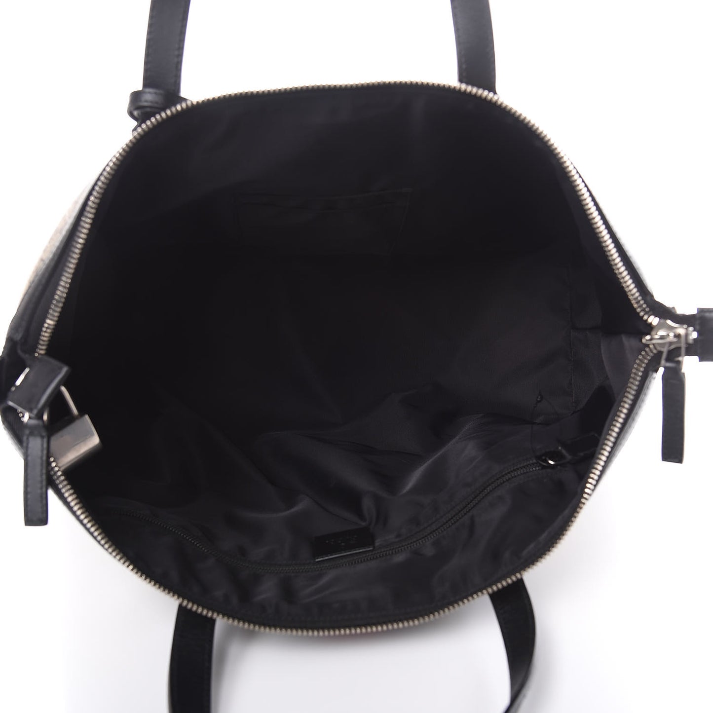 GG Supreme Monogram Web Medium Zippered Tote Beige Black