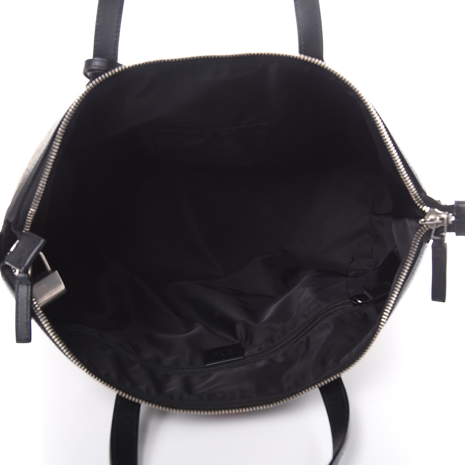 Gucci GG Supreme Monogram Web Medium Zippered Tote Beige Black 5 of 11