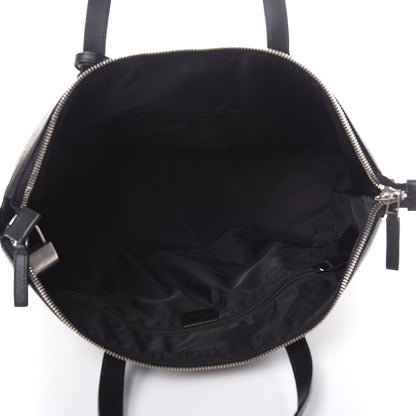 Gucci GG Supreme Monogram Web Medium Zippered Tote Beige Black 5 of 11