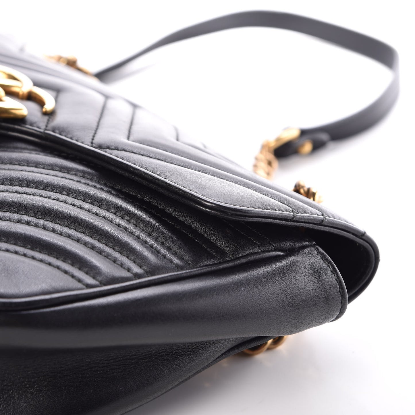 Calfskin Matelasse Small GG Marmont Shoulder Bag Black