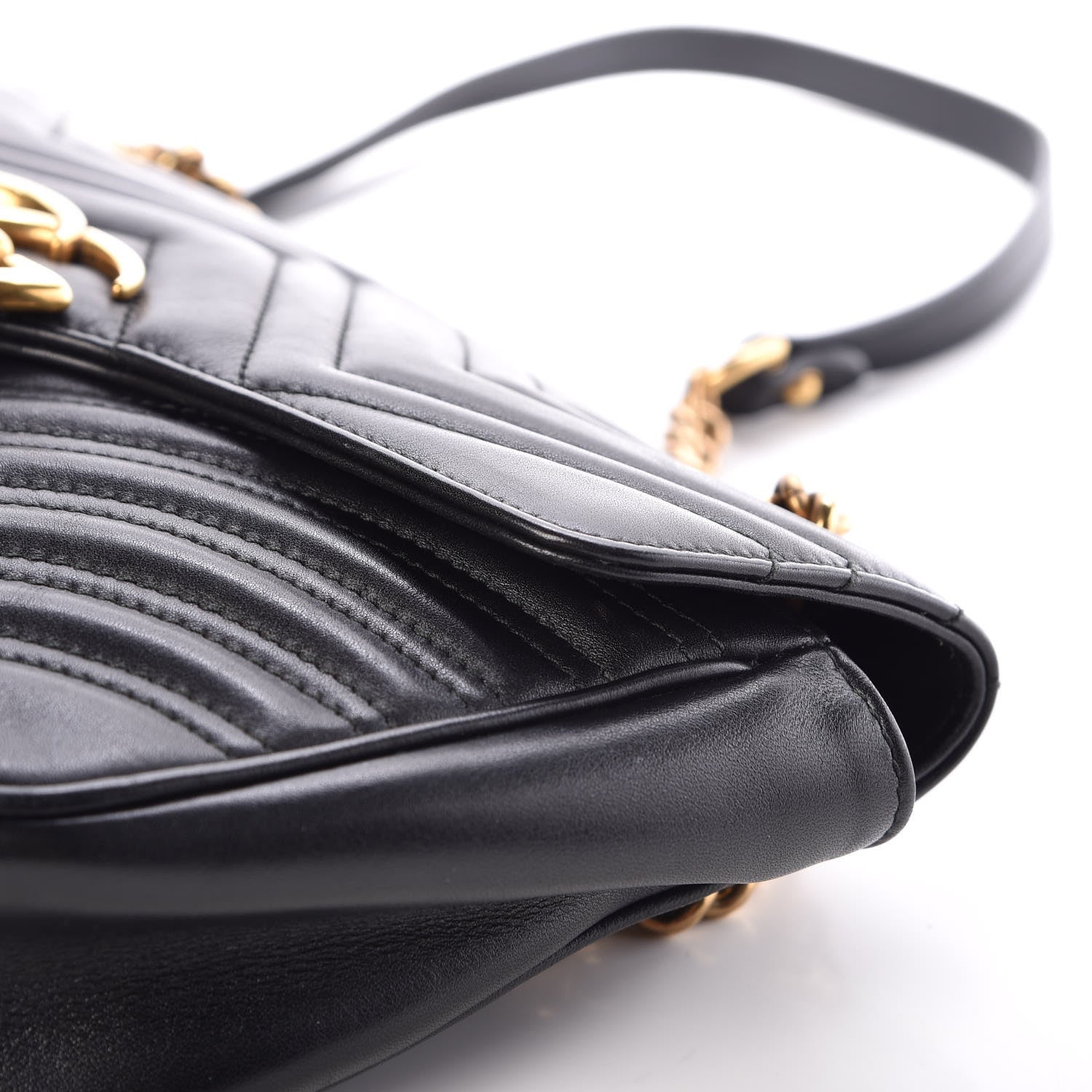 Gucci Calfskin Matelasse Small GG Marmont Shoulder Bag Black 17 of 18