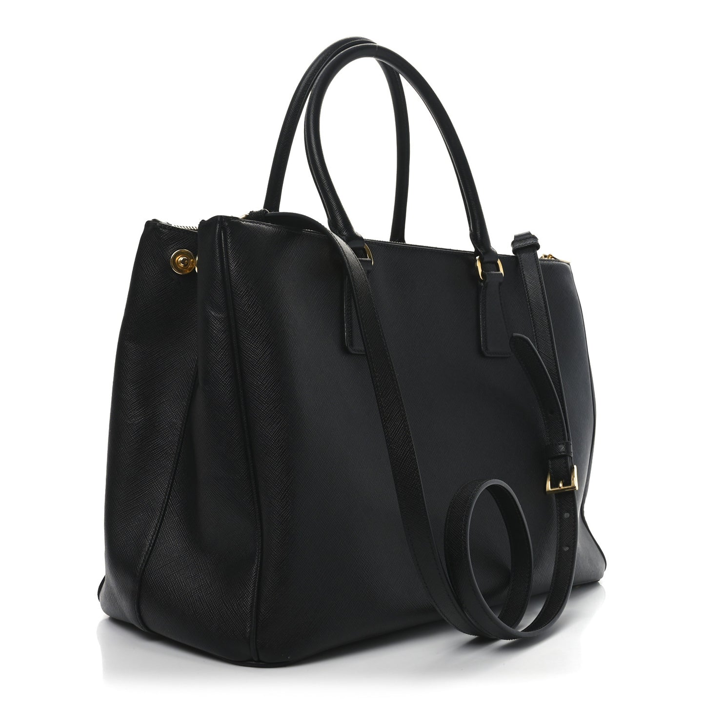 Saffiano Lux Large Galleria Double Zip Tote Black