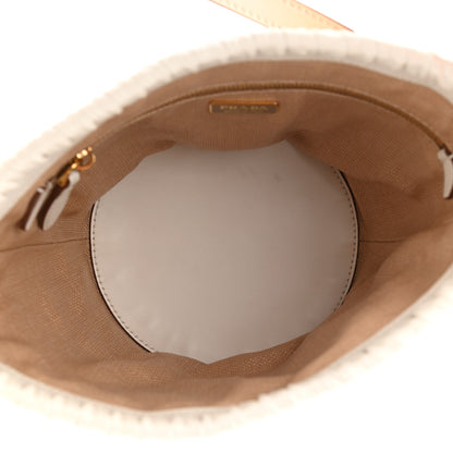 Prada Paglia City Calfskin Bucket Bag Naturale White 5 of 10