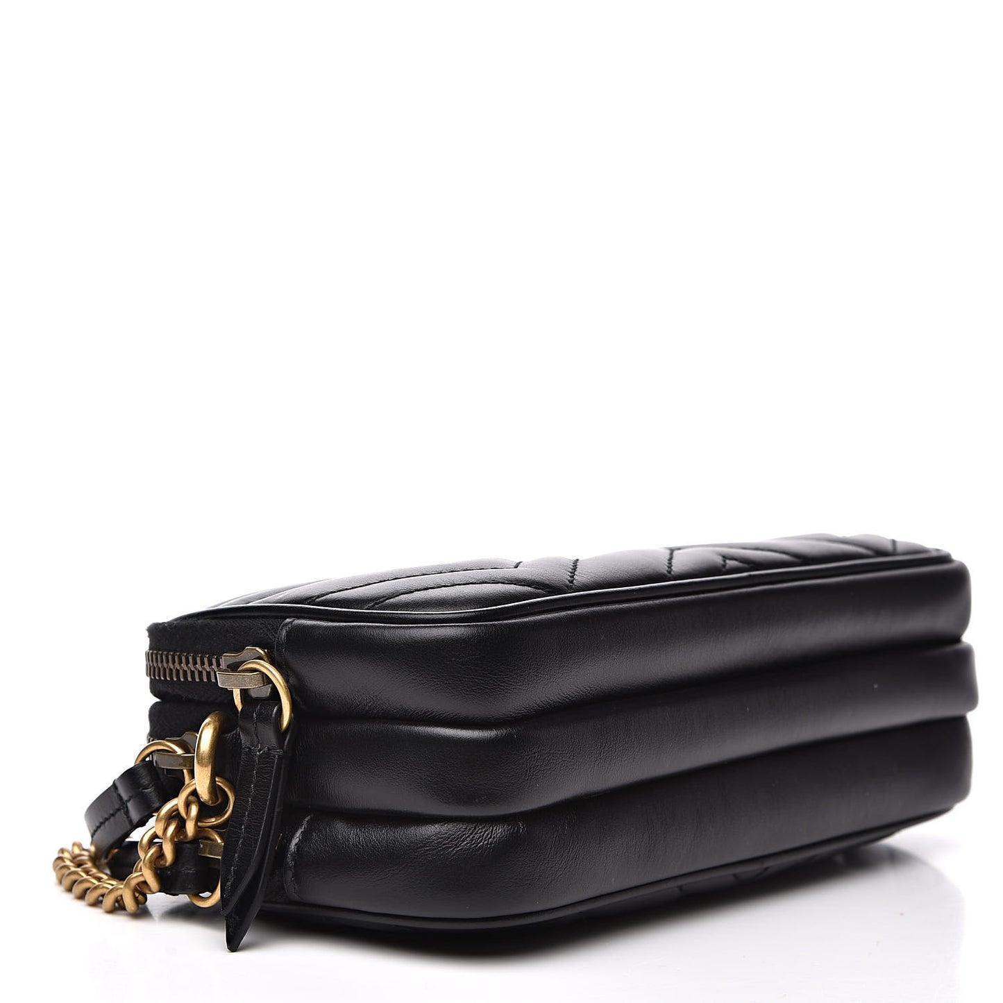 Calfskin Matelasse Mini GG Marmont Chain Crossbody Bag Black