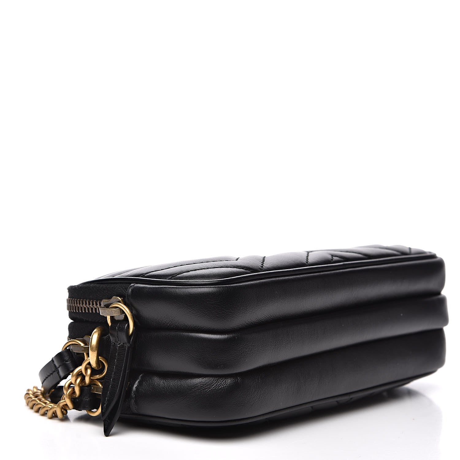Gucci Calfskin Matelasse Mini GG Marmont Chain Crossbody Bag Black 4 of 12