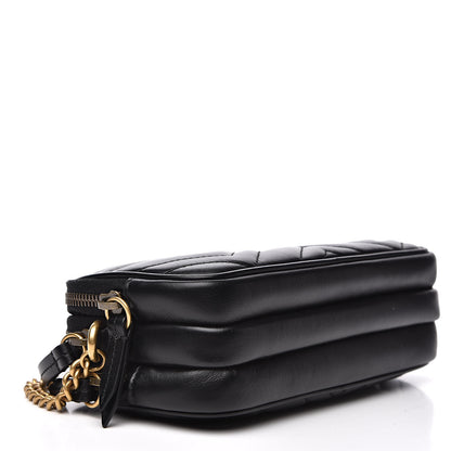 Gucci Calfskin Matelasse Mini GG Marmont Chain Crossbody Bag Black 4 of 12