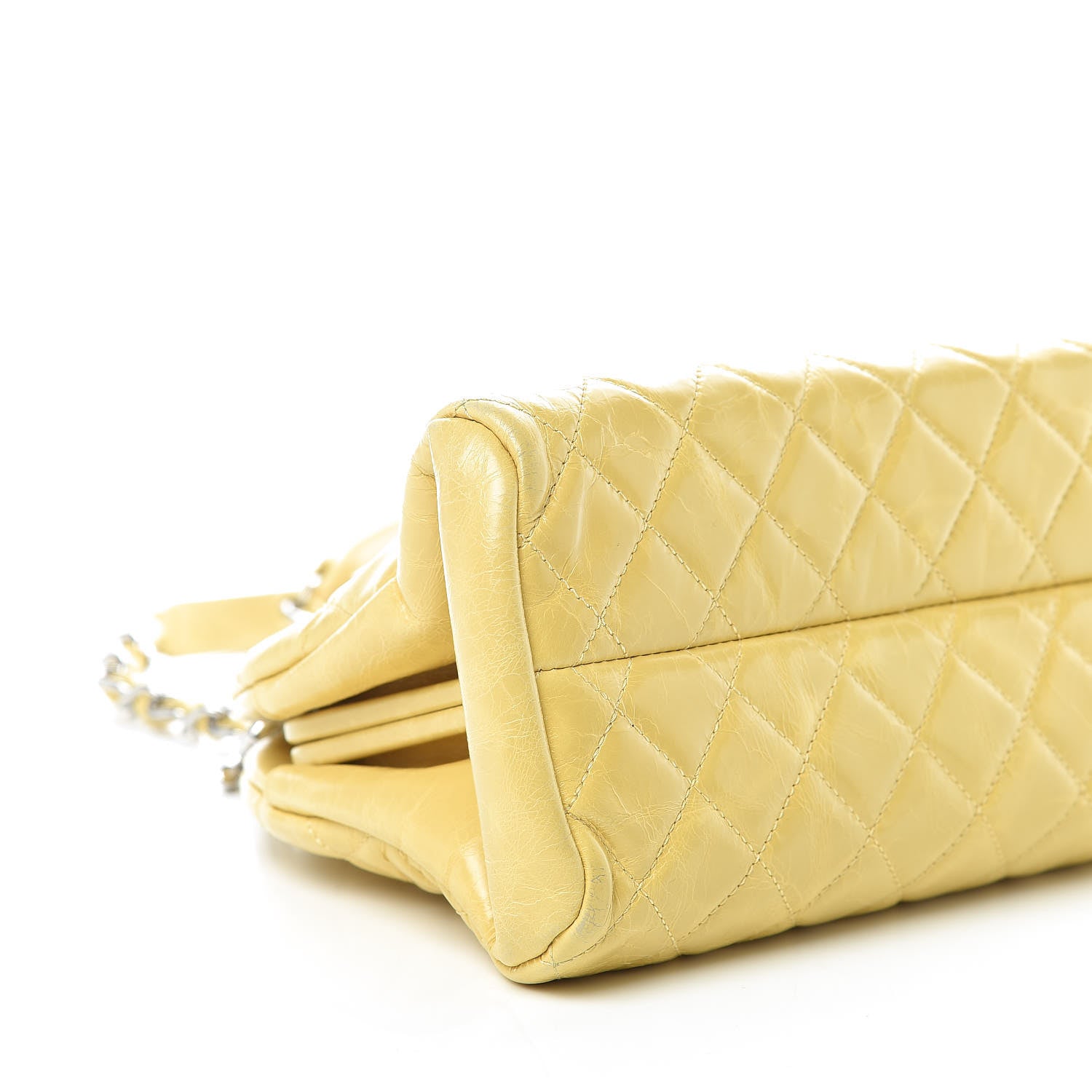 Chanel Glazed Calfskin Quilted Medium Just Mademoiselle Bowling Bag Yellow 5 of 9