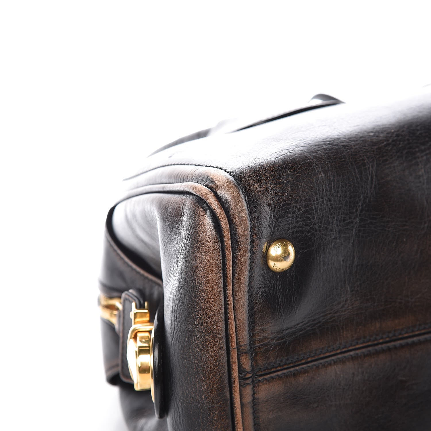 Prada Vitello Vintage Bowling Bag Black 5 of 15