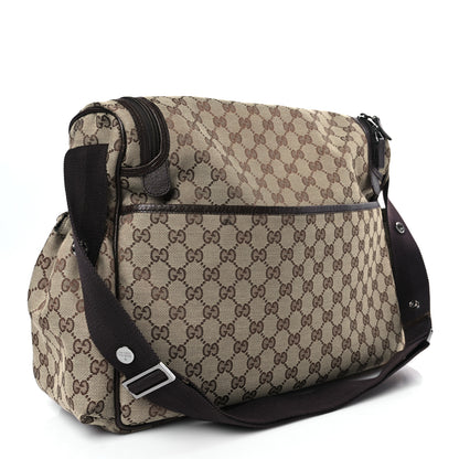 Gucci Monogram Natural Pigskin Large Diaper Bag Beige Ebony Cocoa Dark Chocolate 4 of 10