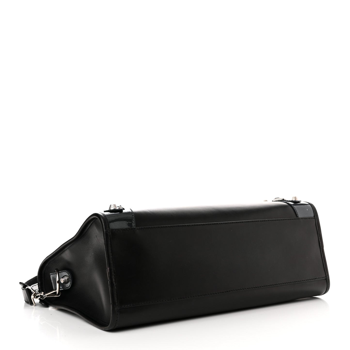Smooth Calfskin Metallic Patent Giant 12 Silver Hardware City Black Gris