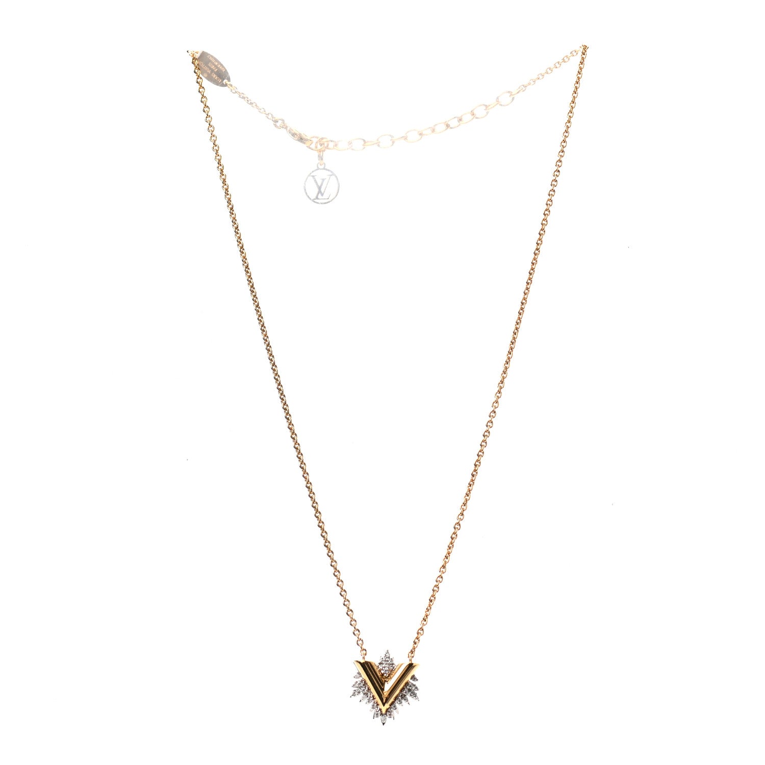 Louis Vuitton Crystal Essential Glory LV Necklace Gold 3 of 6