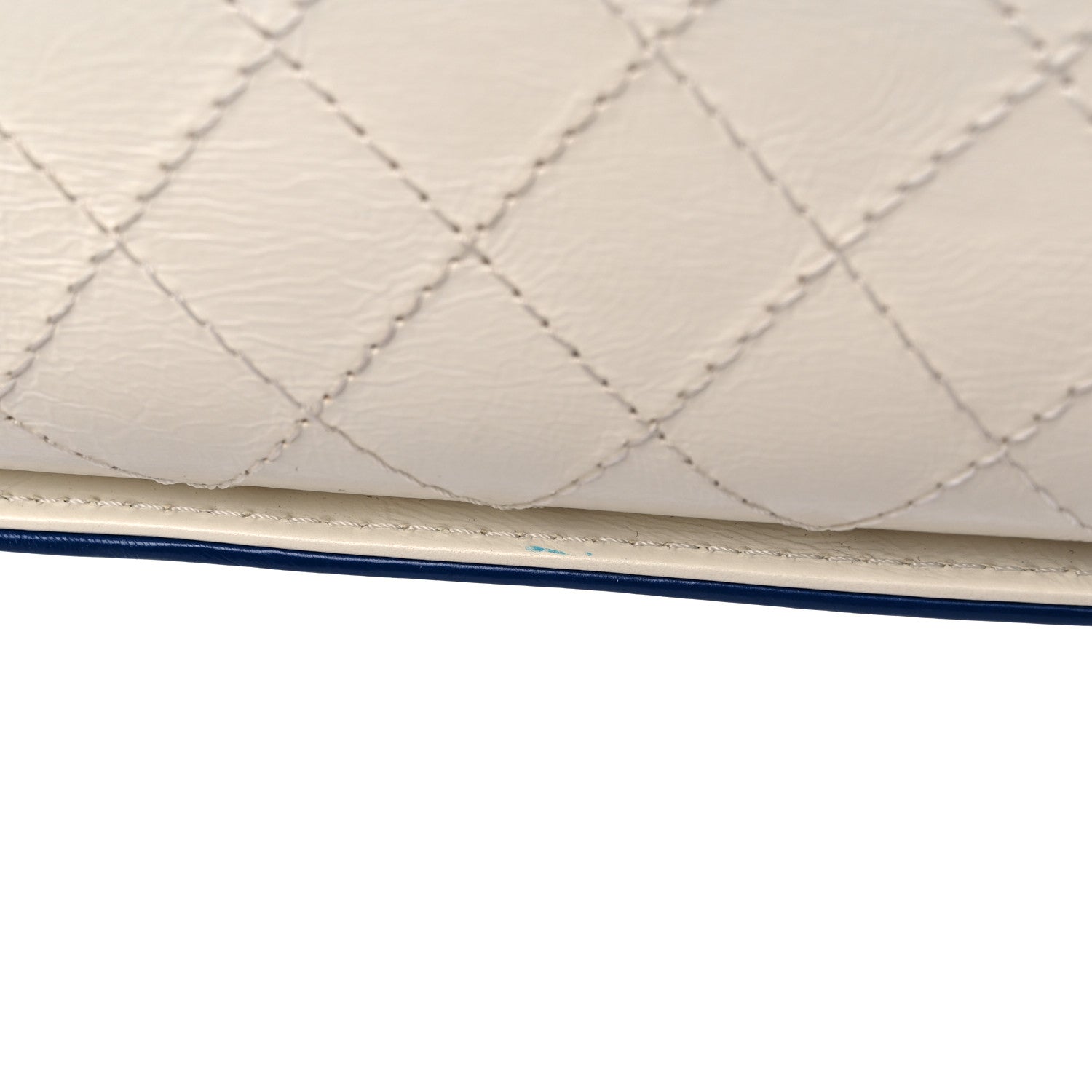 Chanel Aged Calfskin Stitched Bag Blue Light Beige 12 of 12