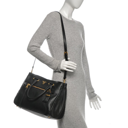 Prada Vitello Daino Top Handle Tote Nero Black 2 of 6