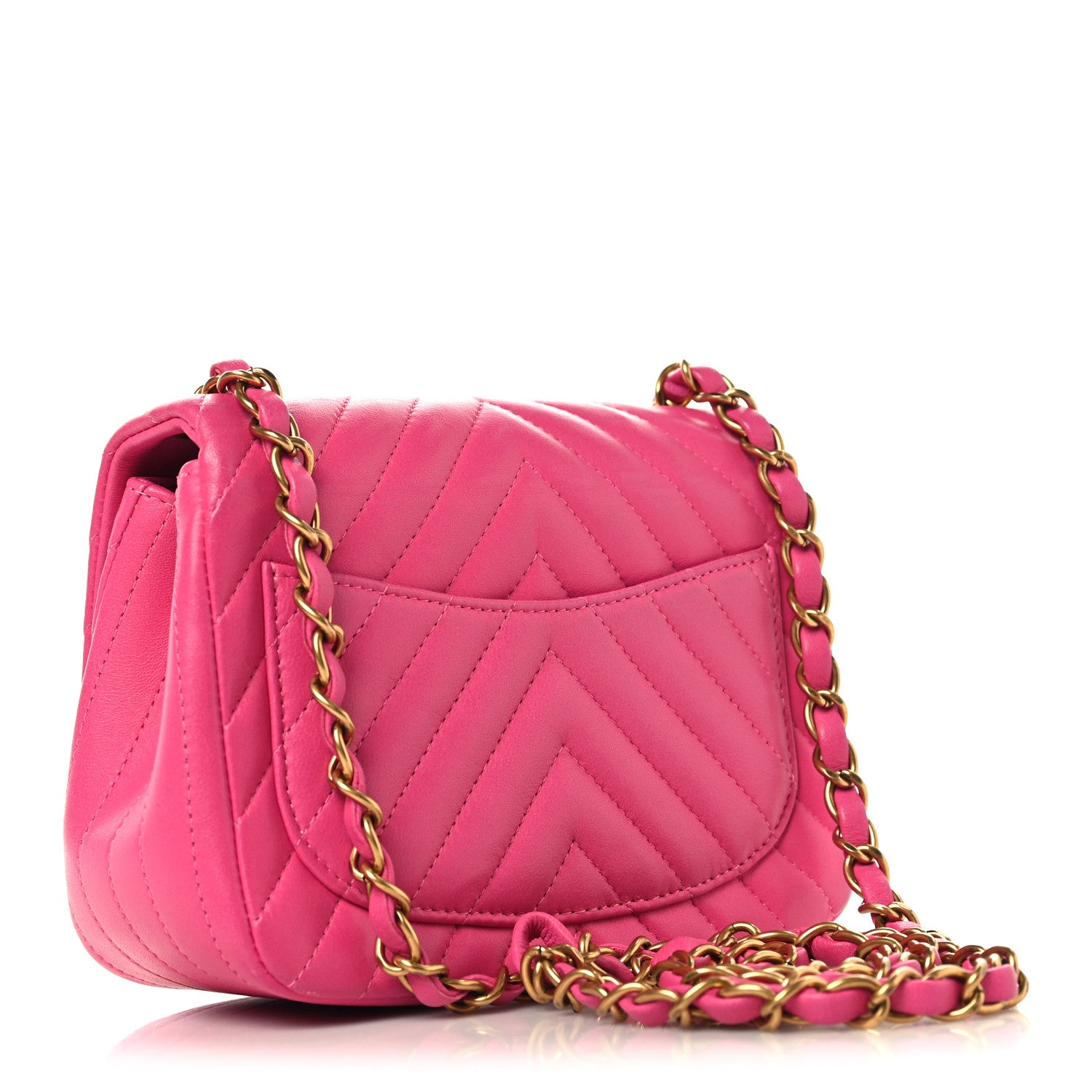 Chanel Lambskin Chevron Quilted Mini Square Flap  Pink 3 of 11
