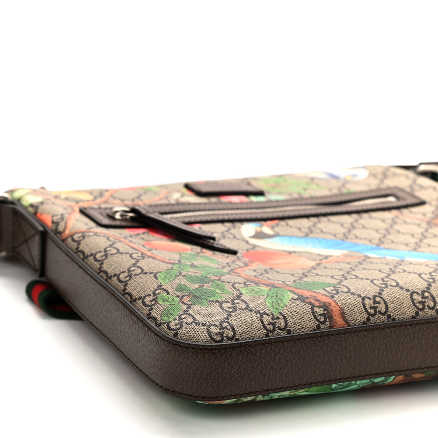 GG Supreme Monogram Tian Web Medium Flat Messenger Beige Multicolor New Acero